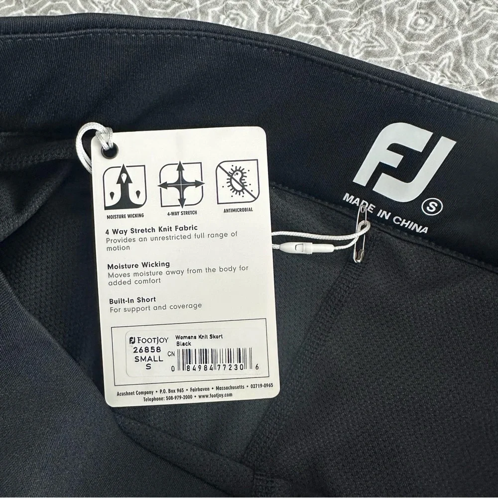 NEW! FootJoy Performance Interlock Knit Skort Black Shorts Skirt Pockets Size S